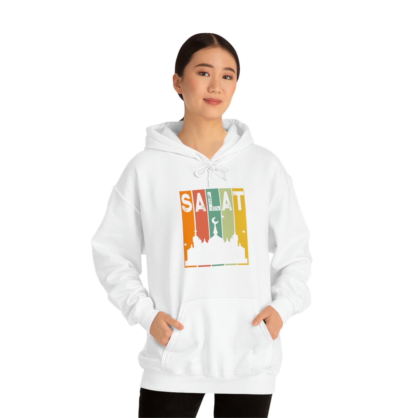 Cool Vintage Halal Design for Kids and Adults "First Salat 5 Times Day" For Muslim Prayer remembrance Unisex Soft style Hooded Sweatshirt